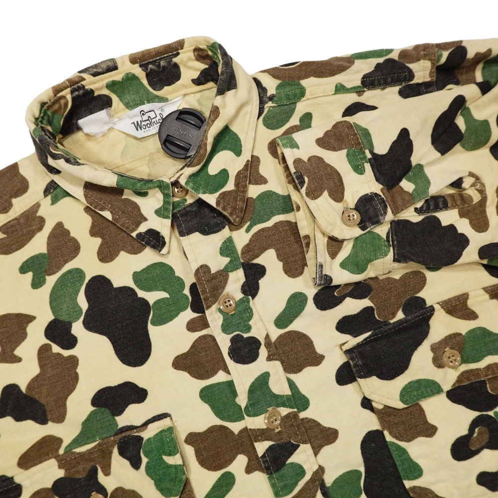 VTG 80s WOOLRICH Men's L‎ Frog Skin Duck Camo Button Up Utility Hunting Shirt